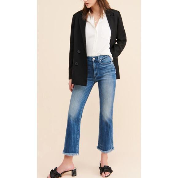 AYR The‎ Bomb Pop Mid-Rise Frayed Hem Medium Wash Stretchy Jeans Size 32 Long - Picture 1 of 12